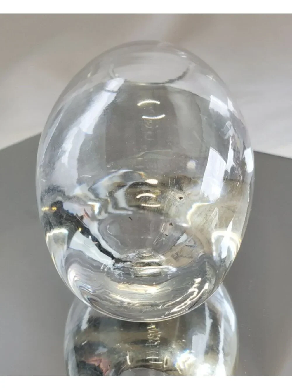 Vintage Swedish Crystal Flower Vase Clear Art Glass Home Decor MCM 4.5